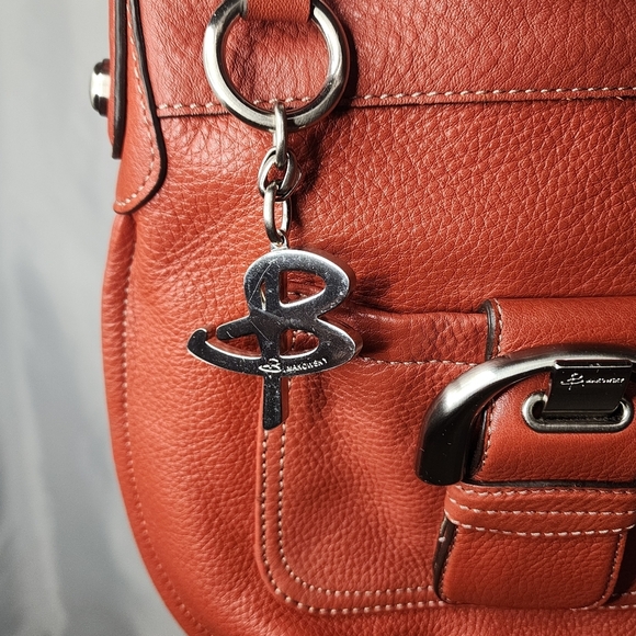 B Makowsky Genuine Leather Shoulder/Crossbody Purse in Orange - Picture 5 of 16
